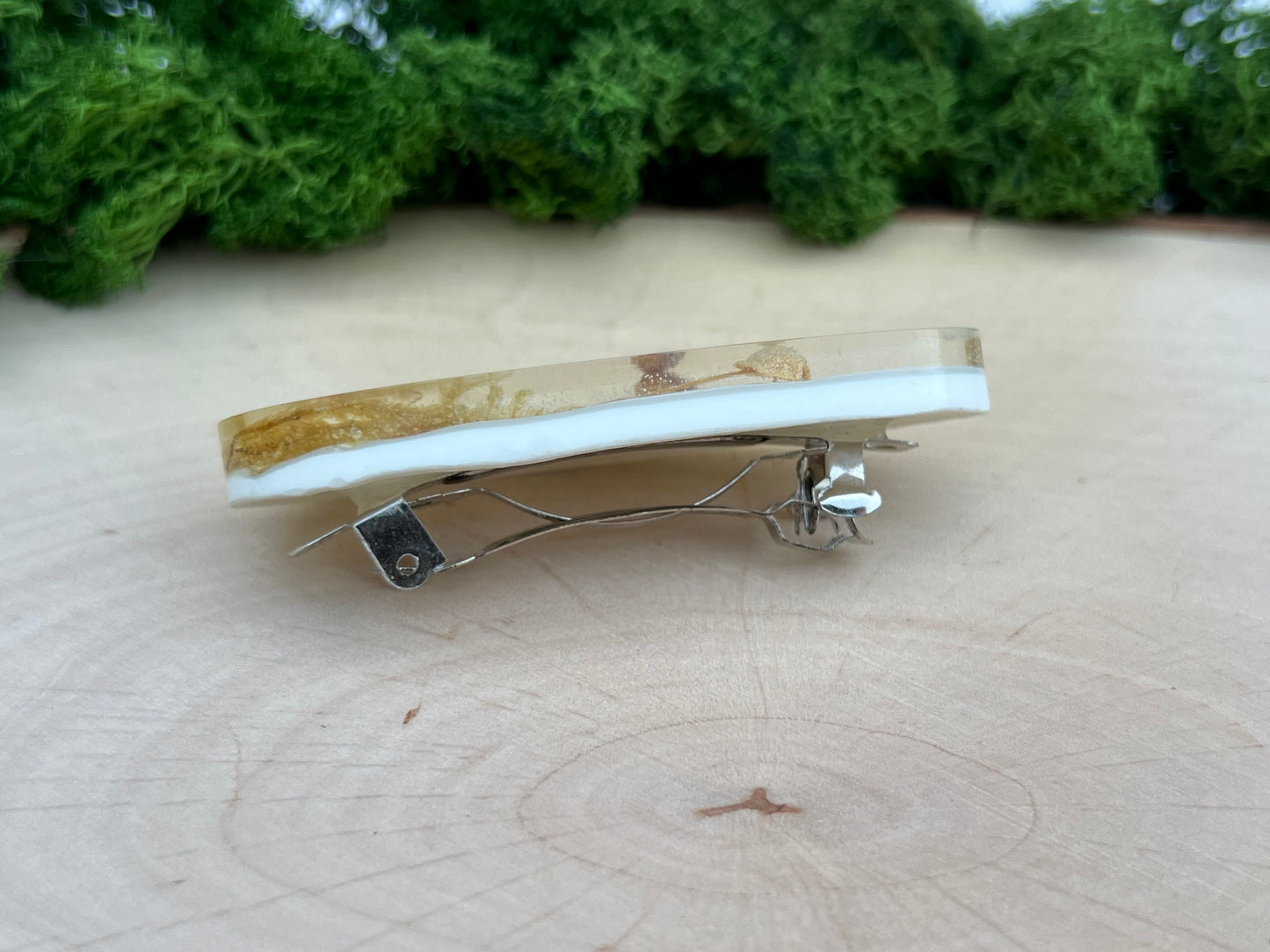 Haarspange mit echten Pilzen und Moos