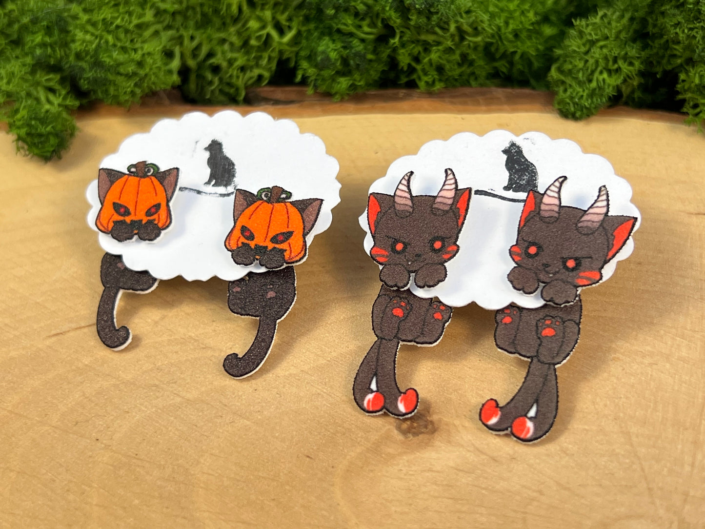 Kürbis, Dämonen Katze Doppelstecker