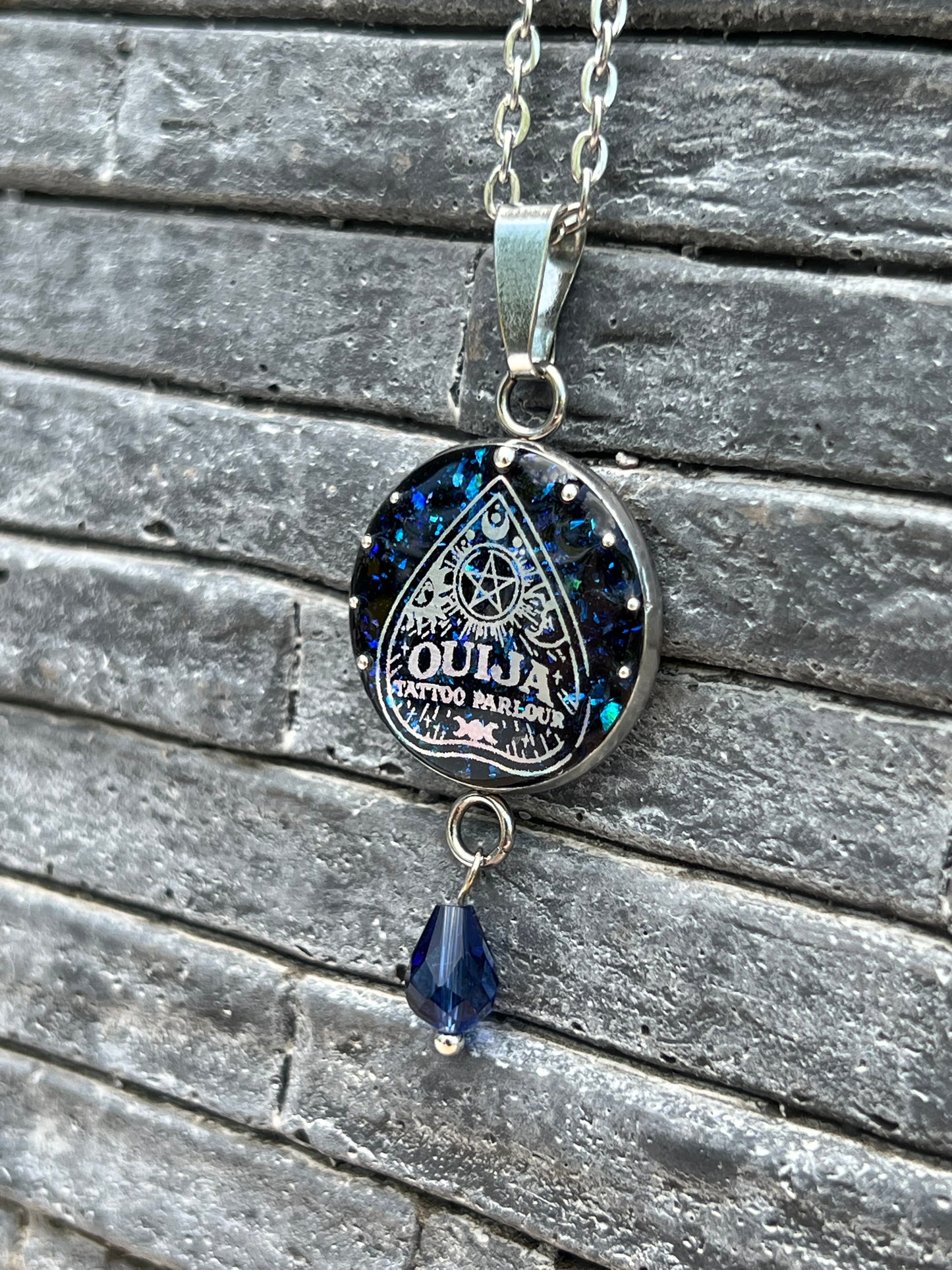 Quija Planchetten Halskette Silber