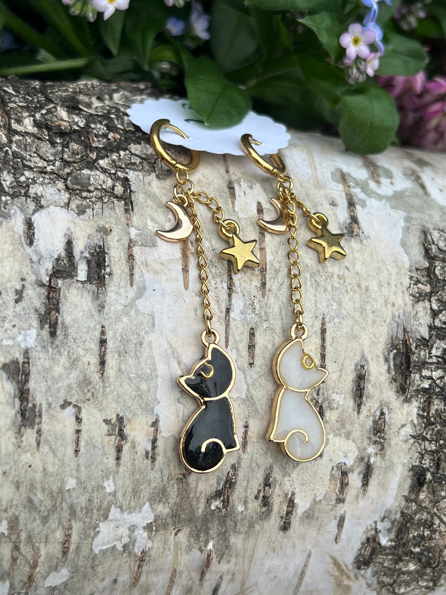 Luna & Artemis Katzen Ohrringe mit Charms Gold