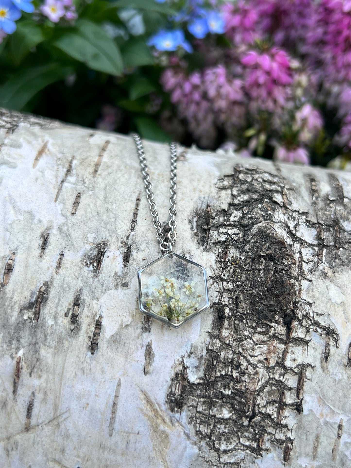 Wildblumen Halskette Silber