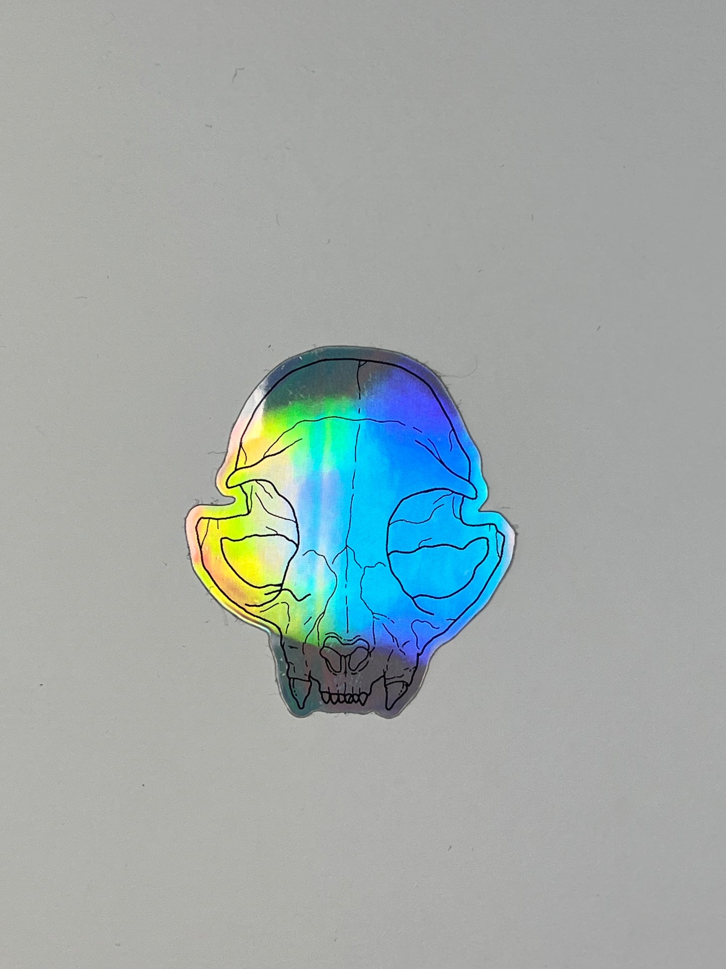 Holographischer Katzenschädel Sticker