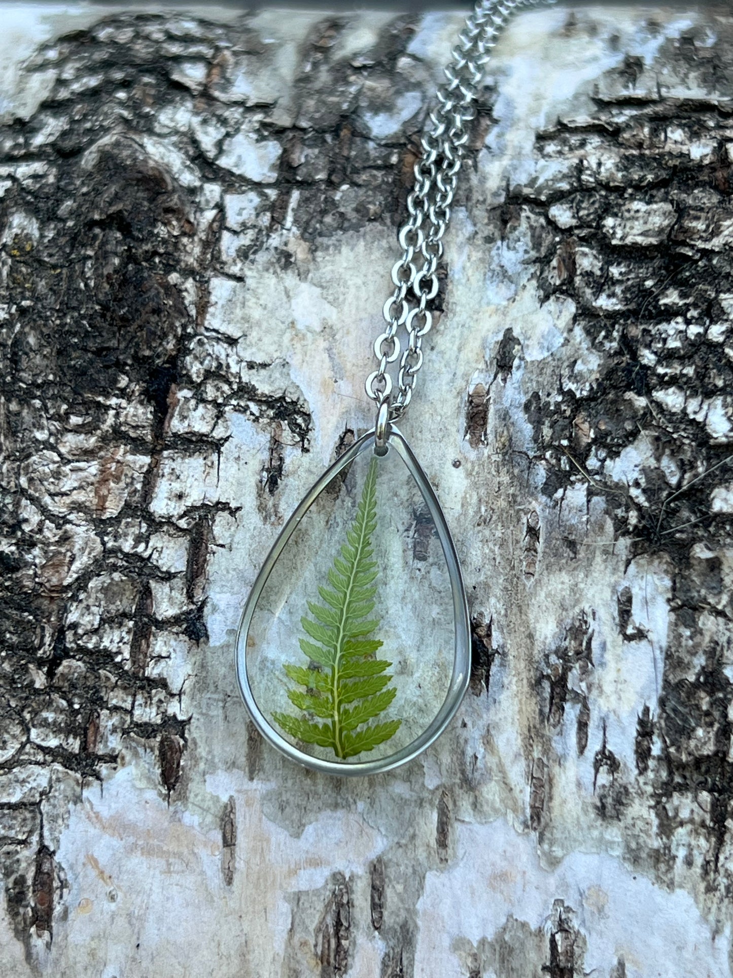 Farn Halskette Silber