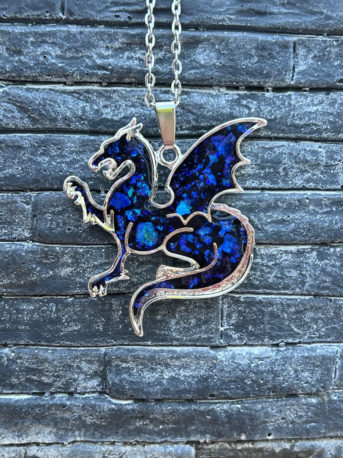 Drachen Halskette Silber