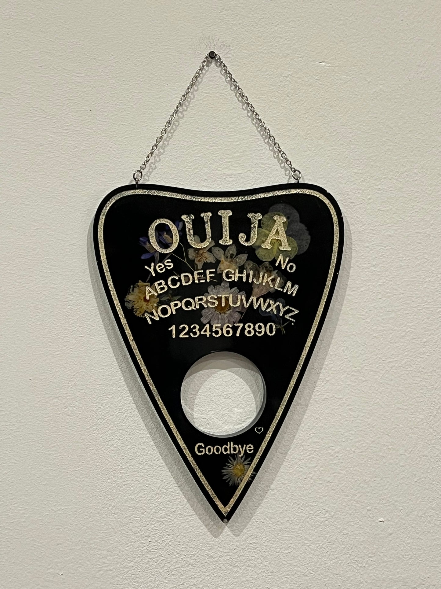 Große Quija Planchette Wandbild mit Blumen