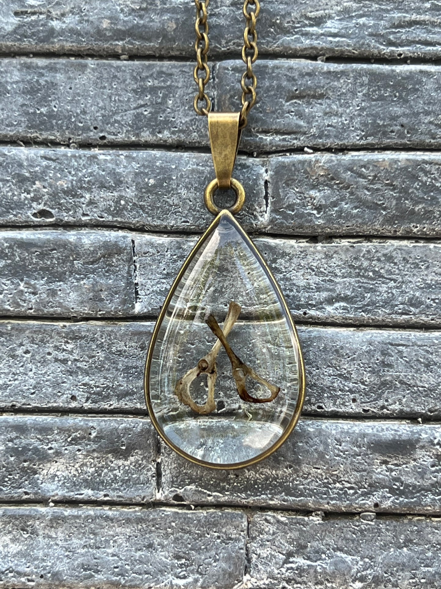 Halskette mit Mausknochen Bronze 100% Unikat