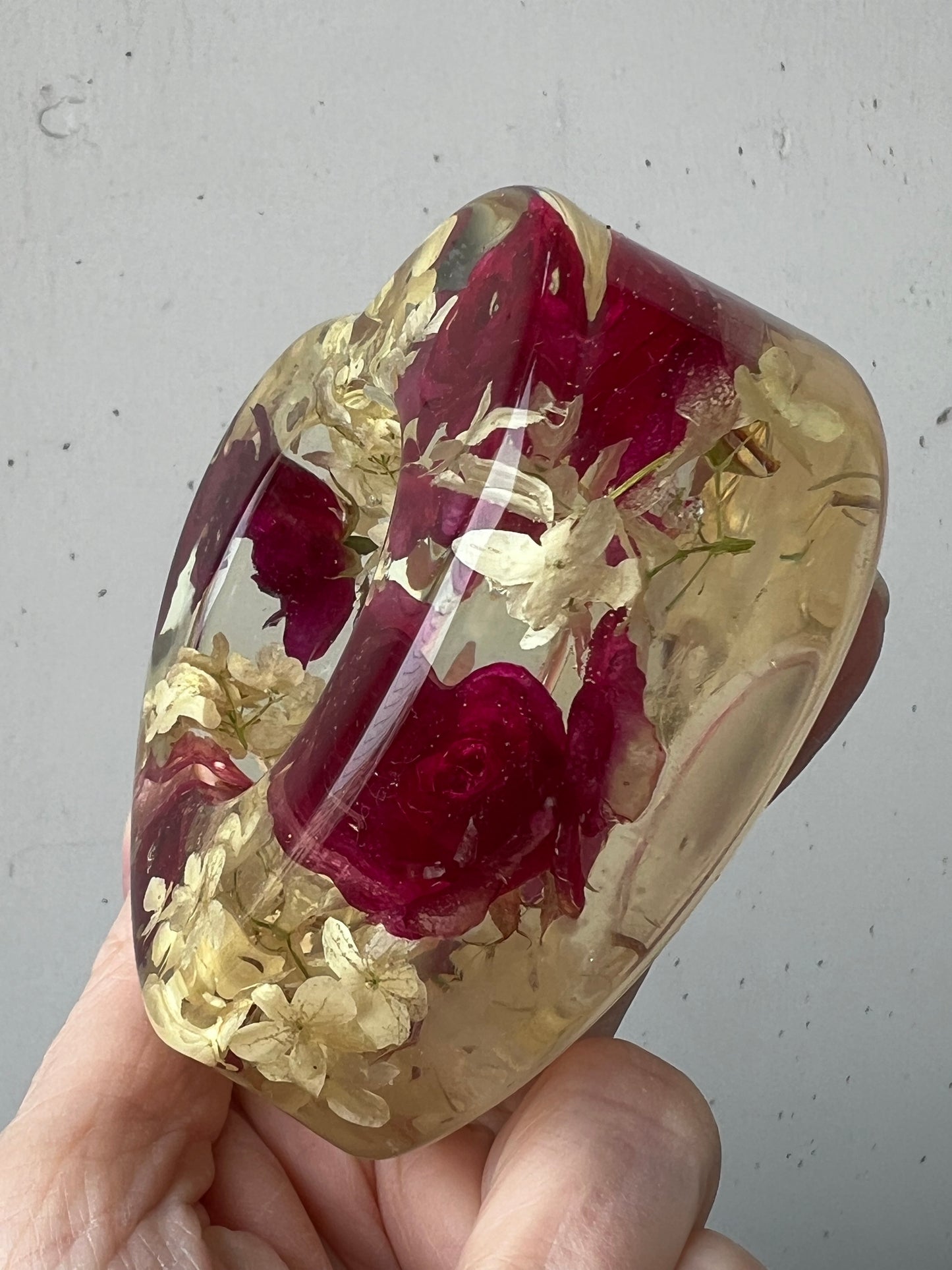 Teelicht Herz mit Rosen und Schneeball Blüten