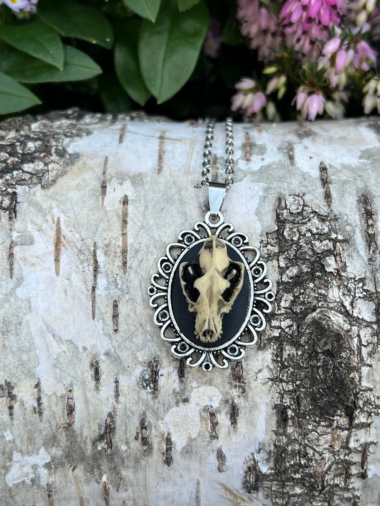 Wolfschädel Cameo Halskette Silber