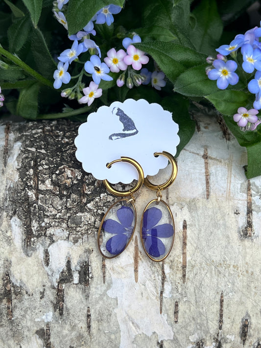 Blaue Lobelie Ohrringe Gold
