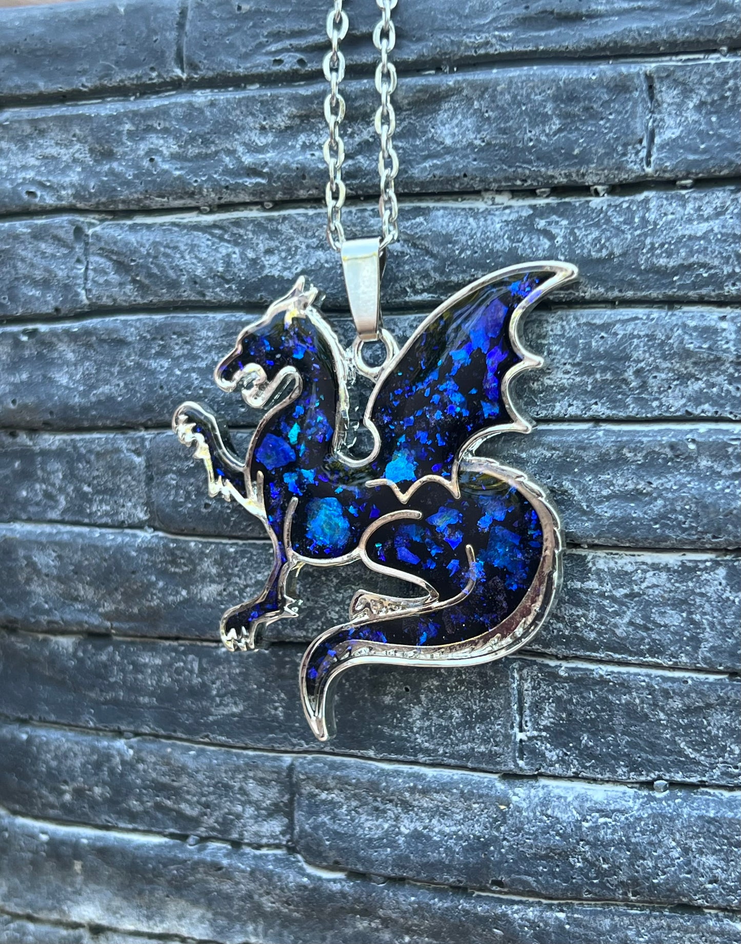 Drachen Halskette Silber
