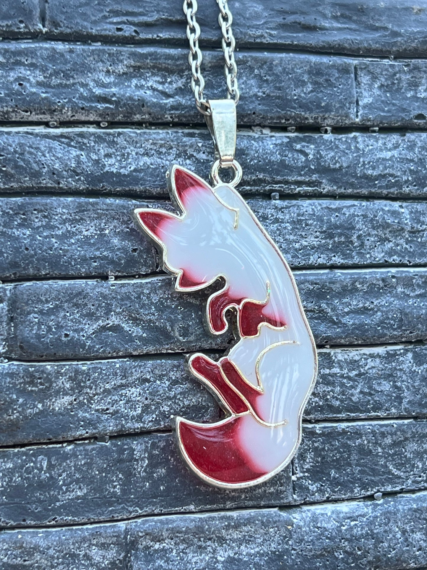 Fuchs Halskette rot/weiß Silber