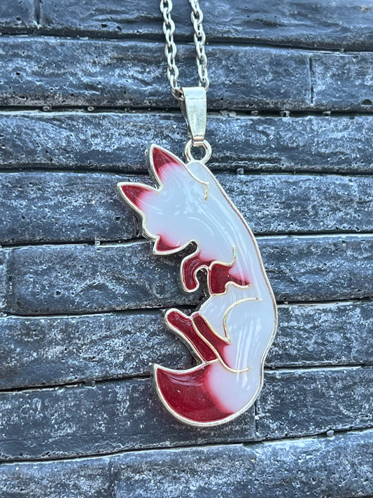 Fuchs Halskette rot/weiß Silber
