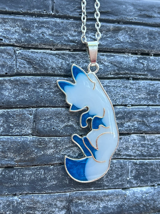 Fuchs Halskette blau/weiß Silber