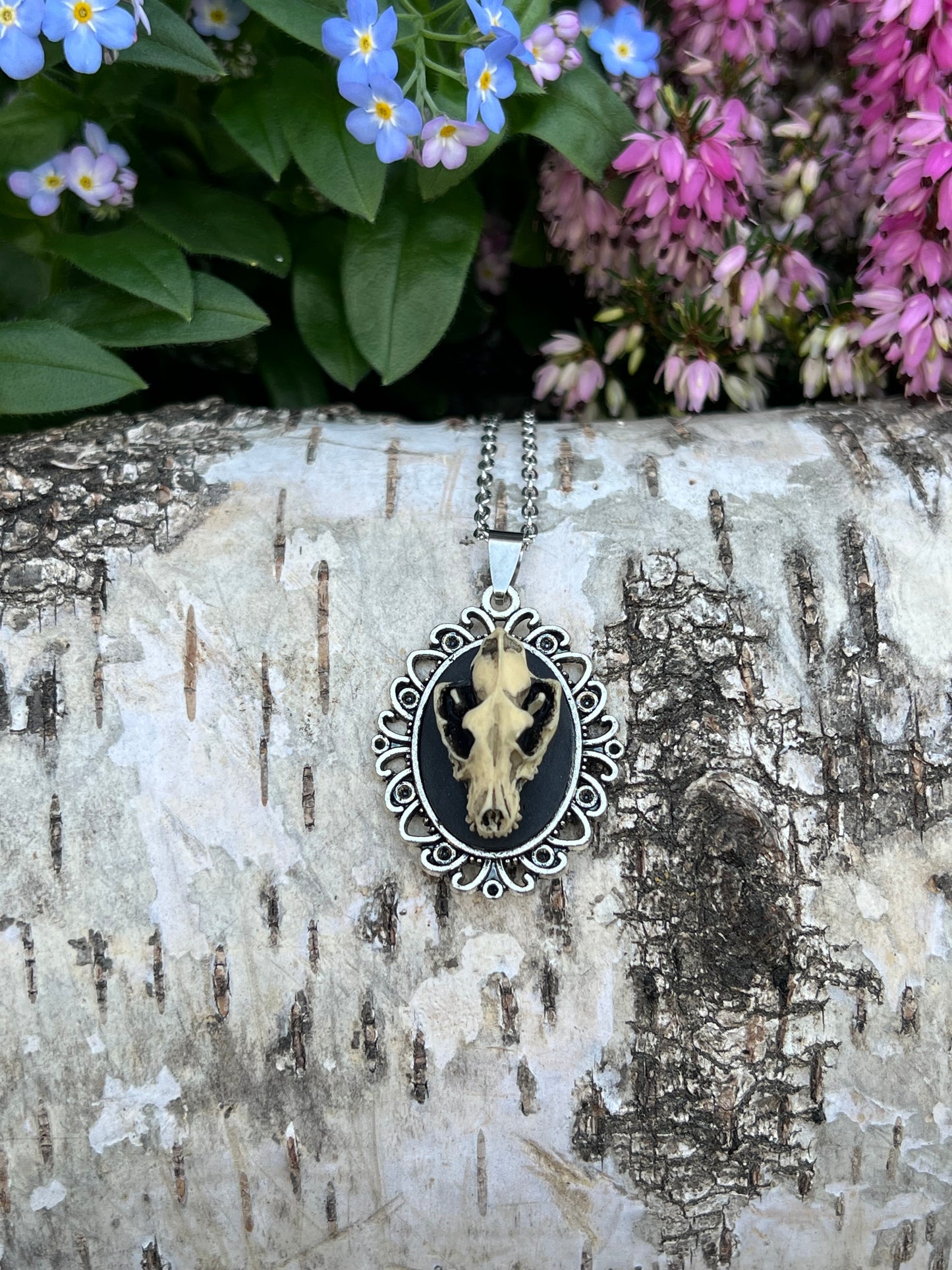 Wolfschädel Cameo Halskette Silber