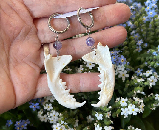 Marderkiefer Ohrringe mit Amethystperlen Silber