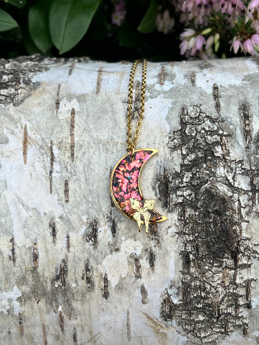 Mond Halskette mit Schmetterling Gold