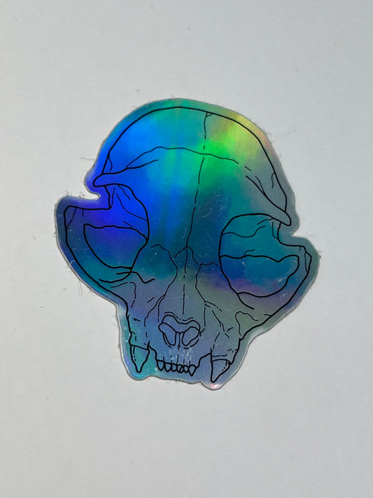 Holographischer Katzenschädel Sticker