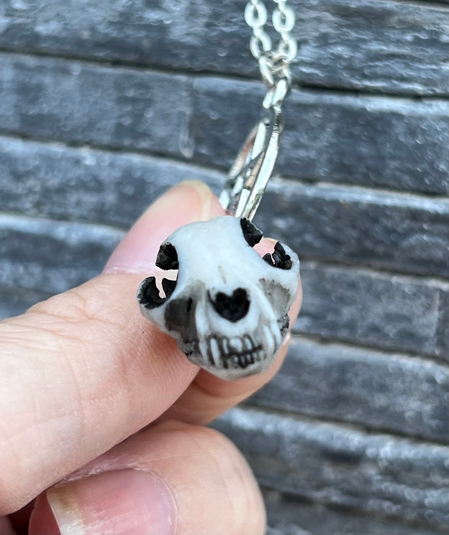 Katzenschädel Halskette Silber