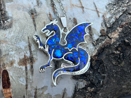 Drachen Halskette Silber