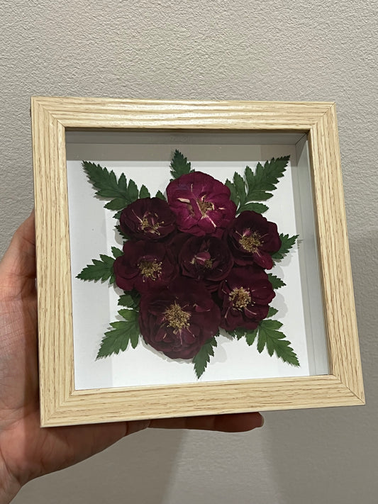 Rosen und Farn in Bilderrahmen