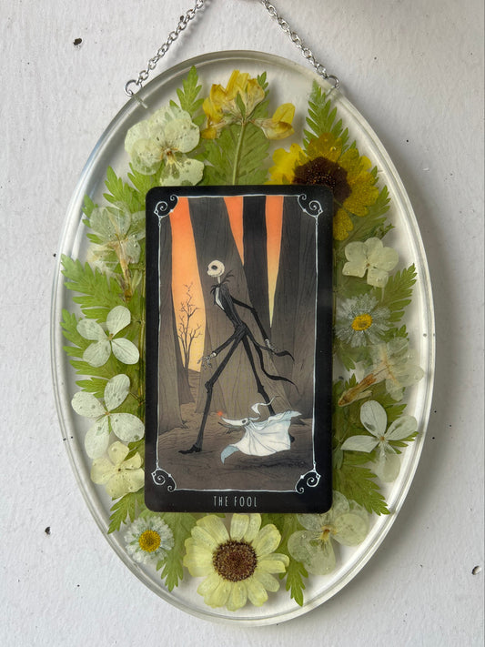 Wandbild mit Tarotkarte, Blumen & Farn