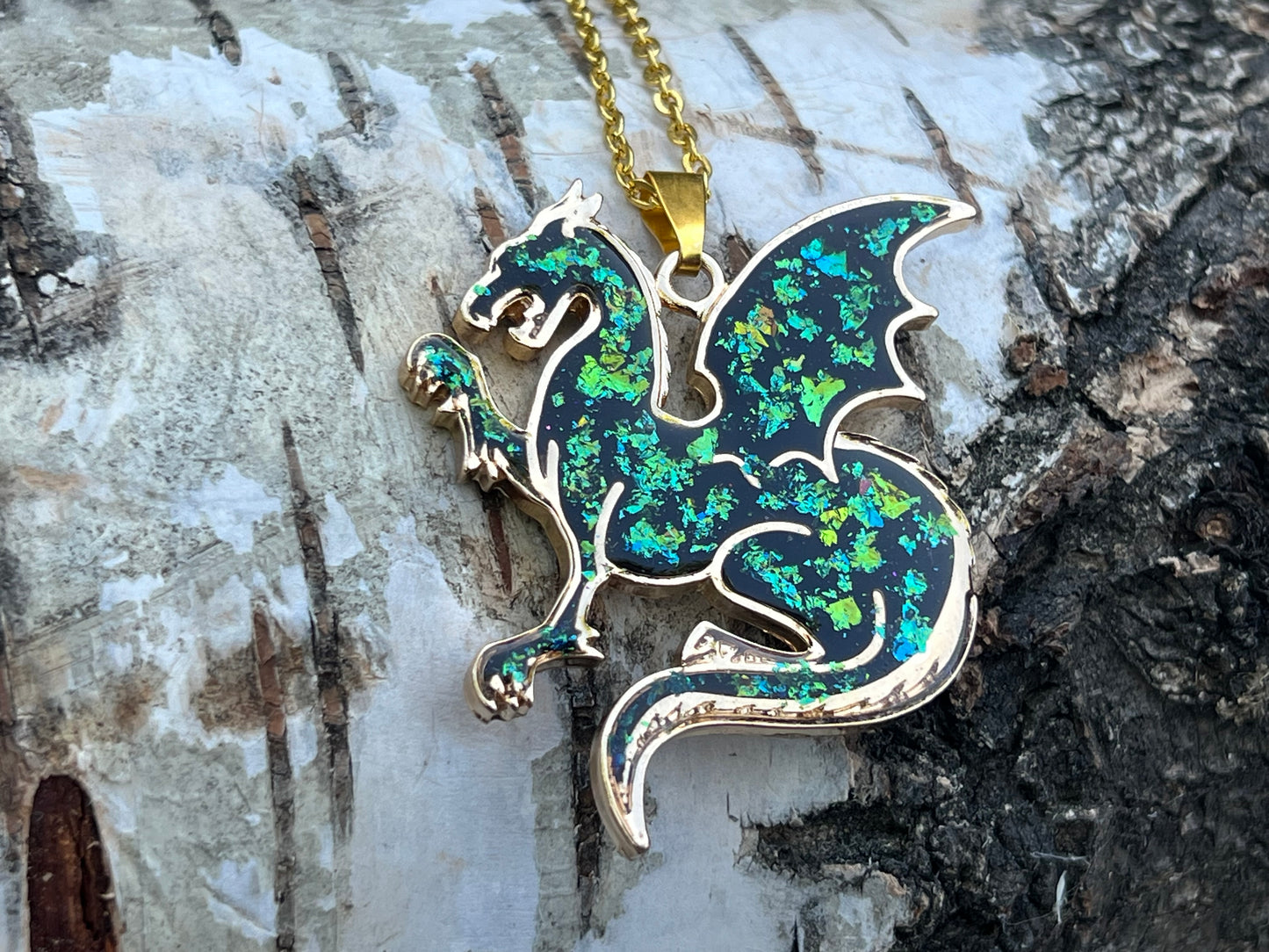 Drachen Halskette Gold
