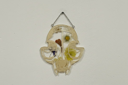 Catskull Wandbild mit echten Blumen