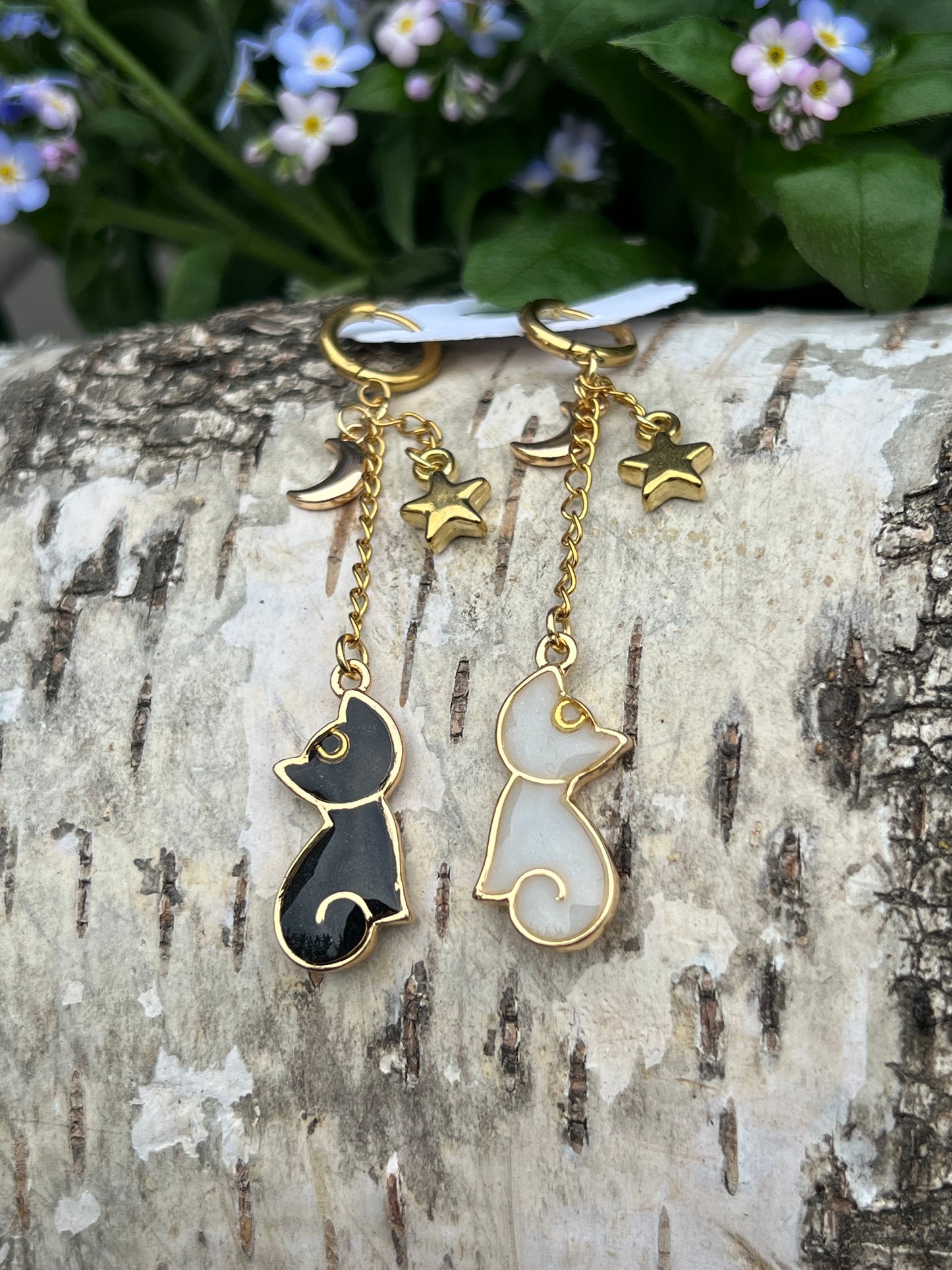 Luna & Artemis Katzen Ohrringe mit Charms Gold