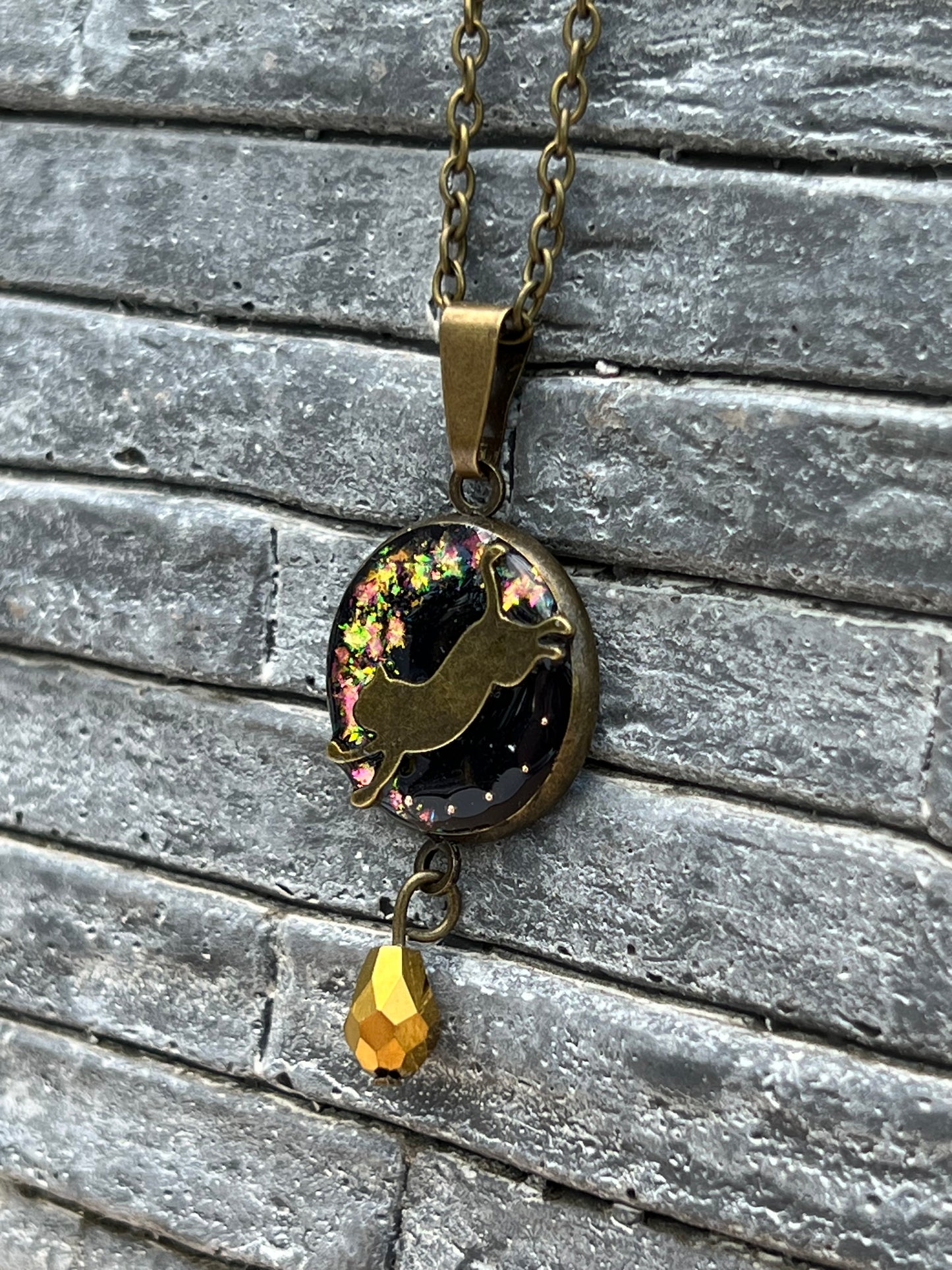 Katzen Halskette Bronze