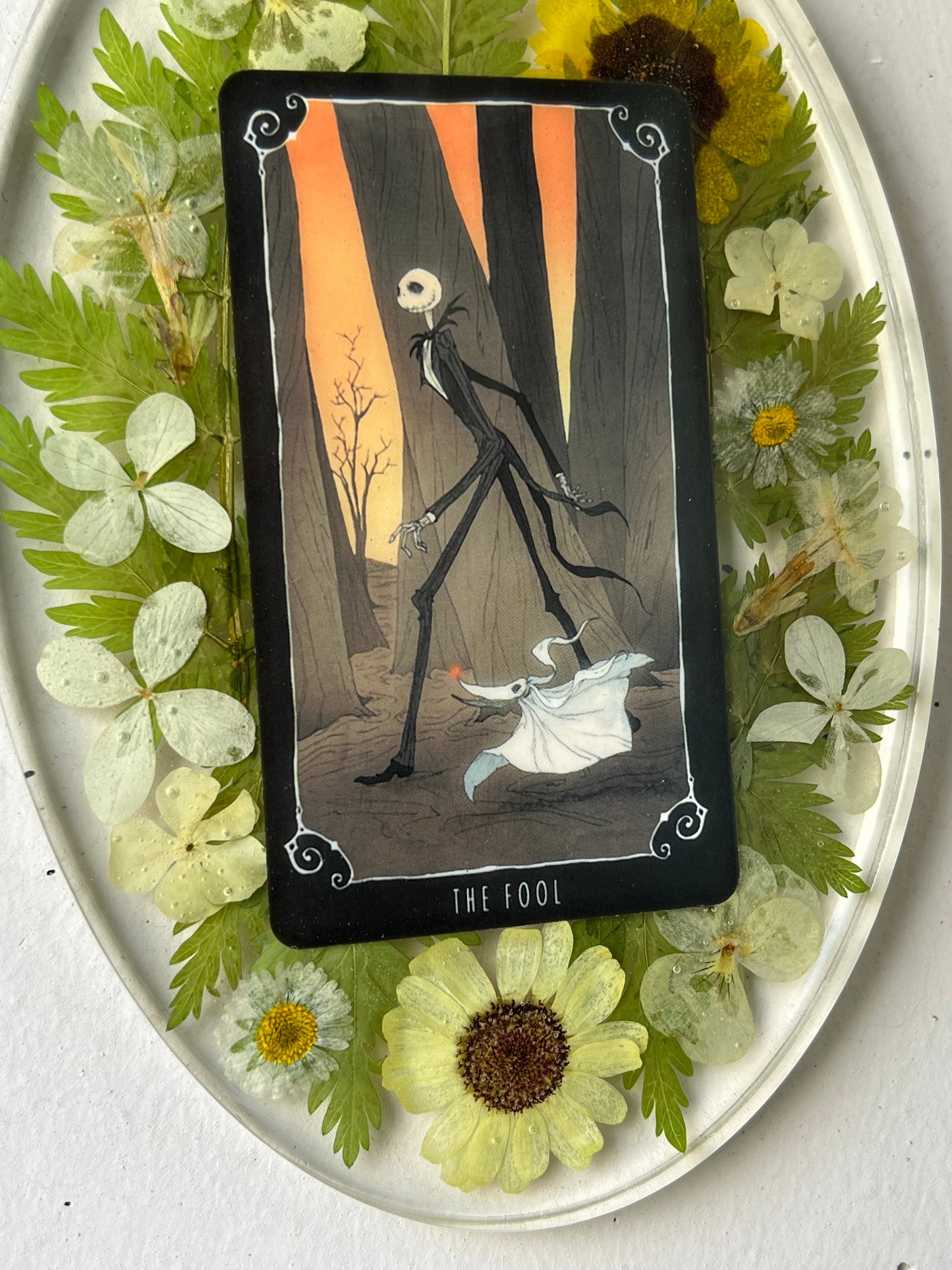 Wandbild mit Tarotkarte, Blumen & Farn