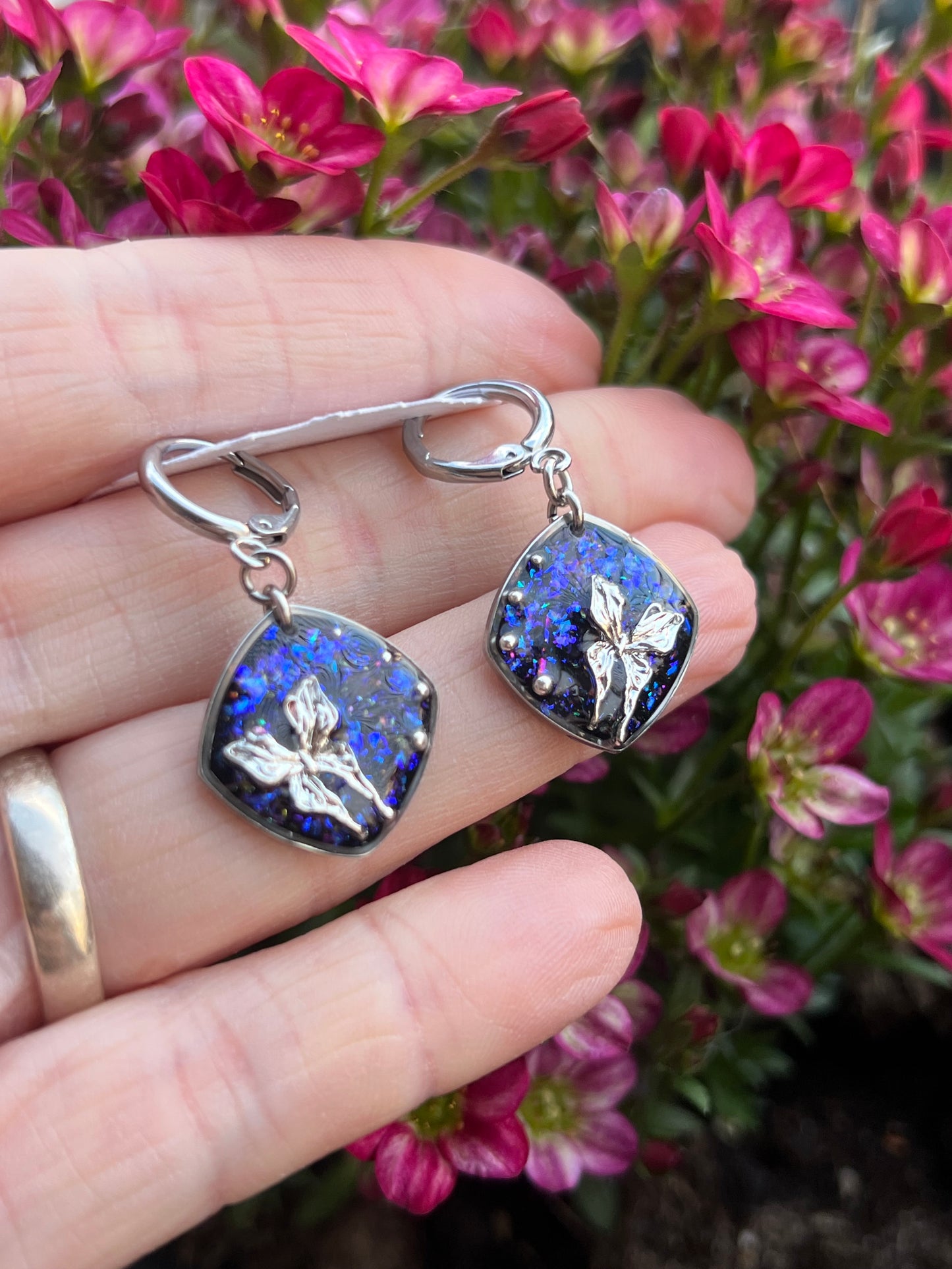Schmetterlings Ohrringe mit Perle Silber
