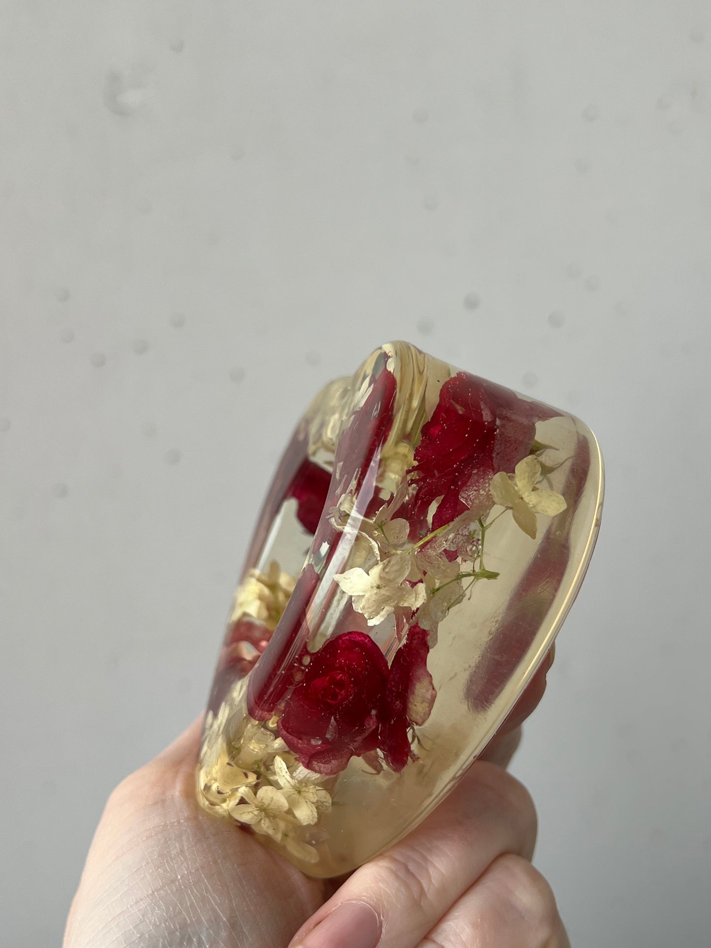 Teelicht Herz mit Rosen und Schneeball Blüten