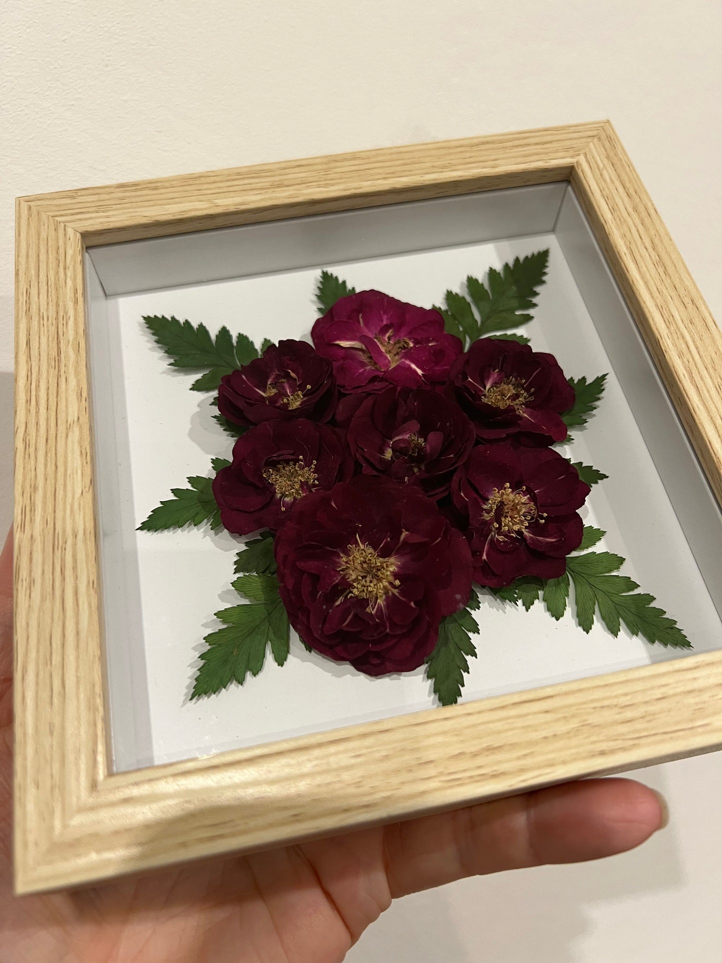 Rosen und Farn in Bilderrahmen