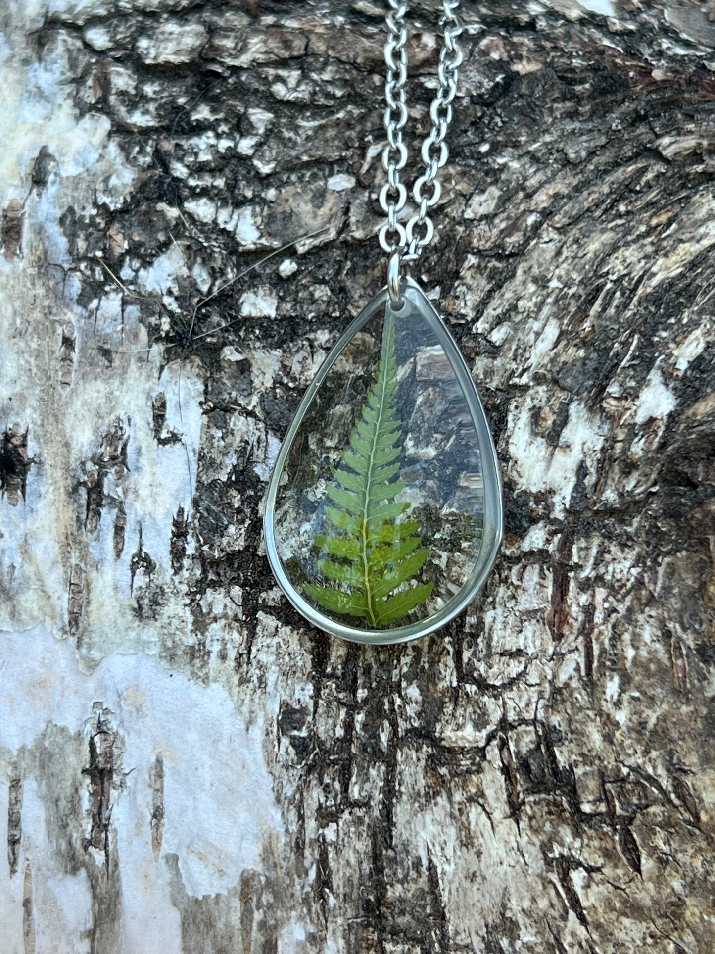 Farn Halskette Silber