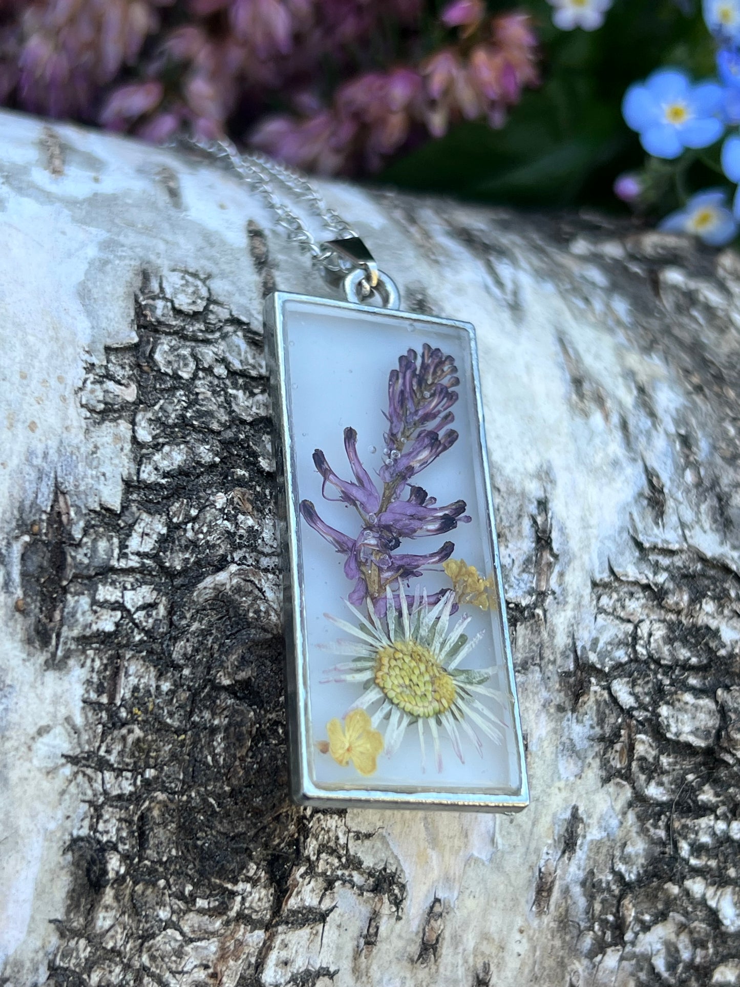 Blumen Halskette eckig