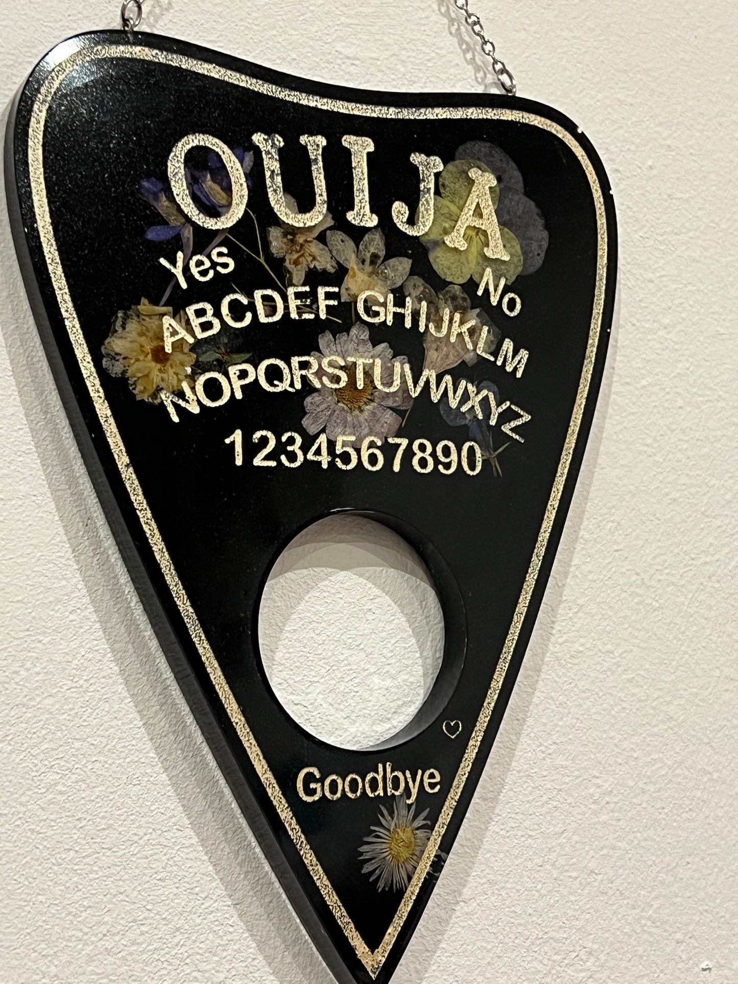 Große Quija Planchette Wandbild mit Blumen