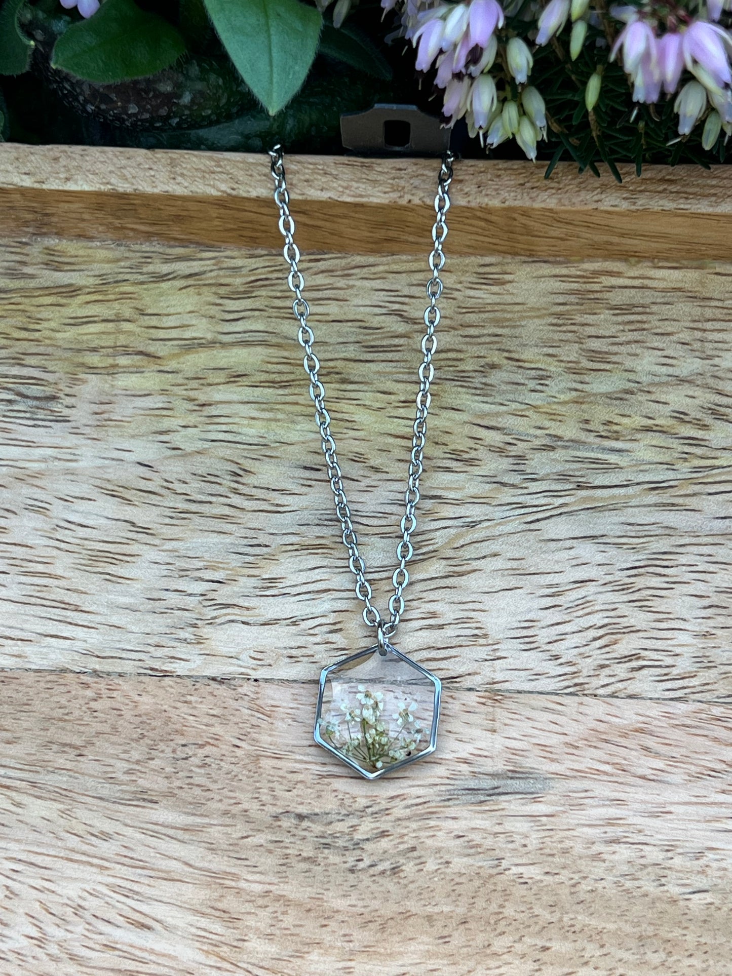 Wildblumen Halskette Silber