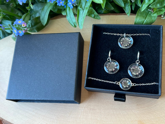 Schmuckset in Schachtel mit Queen Anne rot - Silber