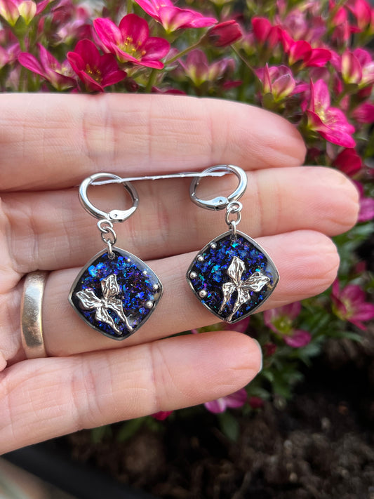Schmetterlings Ohrringe mit Perle Silber